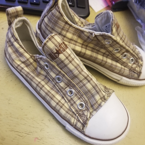 🔴 Kids Converse plaid All Star shoes - Picture 3 of 8